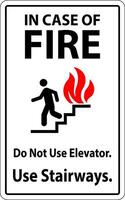 In Case Of Fire Sign Do Not Use Elevators, Use Stairways vector