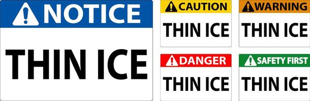 Danger Sign, Warning Thin Ice Sign vector