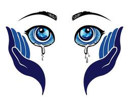 Tearing eyes doodle icon, vector illustration