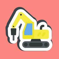 Sticker hammer excavator. Heavy equipment elements. Good for prints, posters, logo, infographics, etc. vector