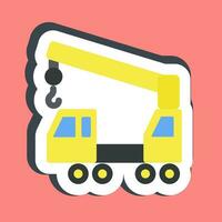 Sticker wheeled crane. Heavy equipment elements. Good for prints, posters, logo, infographics, etc. vector