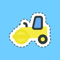 Cutting line sticker road roller. Heavy equipment elements. Good for prints, posters, logo, infographics, etc. vector