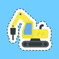 Cutting line sticker hammer excavator. Heavy equipment elements. Good for prints, posters, logo, infographics, etc. vector