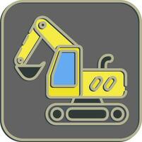Icon tracked excavator. Heavy equipment elements. Icons in embossed style. Good for prints, posters, logo, infographics, etc. vector