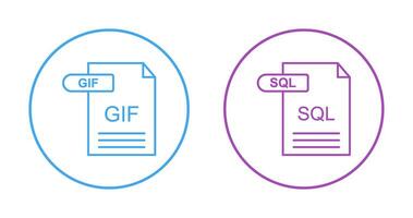GIF and SQL Icon vector