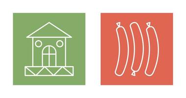 House and Hot Sausage Icon vector