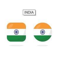 bandera de India 2 formas icono 3d dibujos animados estilo. vector