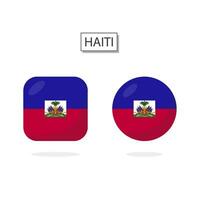 Flag of Haiti 2 Shapes icon 3D cartoon style. vector