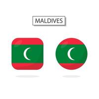 Flag of Maldives 2 Shapes icon 3D cartoon style. vector