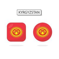 Flag of Kyrgyzstan 2 Shapes icon 3D cartoon style. vector