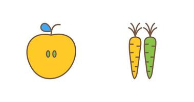 manzanas y zanahorias icono vector