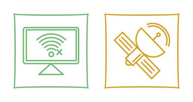 Disconnected Network and Satellite Icon vector