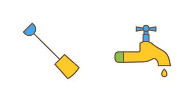 Hand Shovel and Water Tap Icon vector