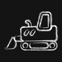 Icon bulldozer with track. Heavy equipment elements. Icons in chalk style. Good for prints, posters, logo, infographics, etc. vector