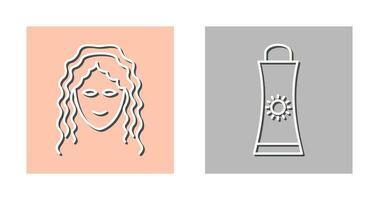 Sunblock Cream and Hair Curly Icon vector