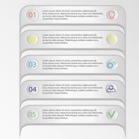 infografia diseño vector y márketing íconos lata ser usado para flujo de trabajo disposición, diagrama, anual informe, web diseño. negocio concepto con 5 5 opciones, pasos o procesos en gris antecedentes.