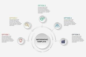 vector infografía modelo con 3d papel etiqueta, integrado círculos negocio concepto con opciones para contenido, diagrama, diagrama de flujo, pasos, partes, cronograma infografía, flujo de trabajo diseño gráfico