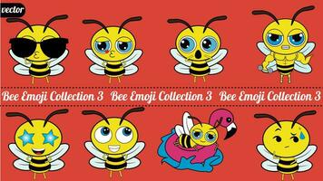 This charming bee emoji pack features an adorable little bee in a variety of angles and expressions. There are three collections of bee emoticons I made with great care. vector