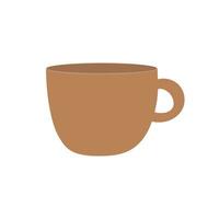 Brown coffee mug. Ceramic mug on Isolated background. Vector illustration