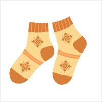 Colored socks with different texture on white background. Vector illustration in a flat design