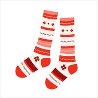 Colored socks with different texture on white background. Vector illustration in a flat design