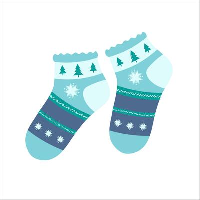 Colored socks with different texture on white background. Vector illustration in a flat design