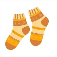 Colored socks with different texture on white background. Vector illustration in a flat design