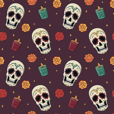 Day of The Dead vector seamless pattern