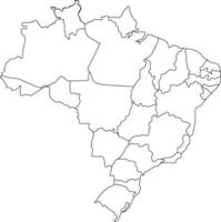 Brazil's basic outline map in vector format, in sketch line style