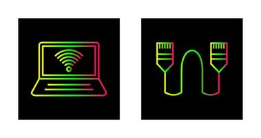 Connected Laptop and Internet Cable Icon vector