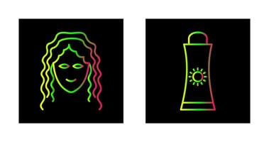 Sunblock Cream and Hair Curly Icon vector