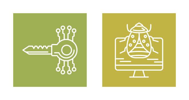 llave código y malware icono vector