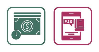Time is Mony and Faq Icon vector