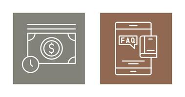 Time is Mony and Faq Icon vector
