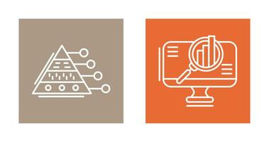 Pyramid Graph and Search Icon vector