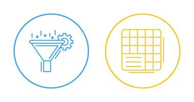 Filtering and Table Data Icon vector