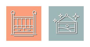 Baby Crib and Picture Icon vector