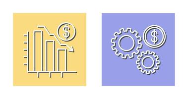 Chart Down and Settings Icon vector