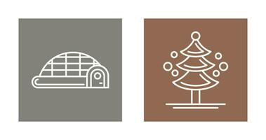 Igloo and Pine Tree Icon vector