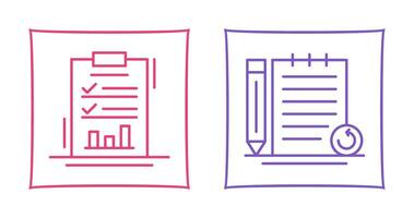 reporte lista y vuelto a comprobar notas icono vector