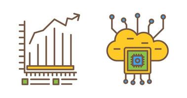 Bar Chart and Cloud Computing Icon vector