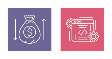 Money Bag and Coding Icon vector