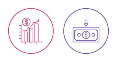 gráfico arriba y dinero abajo icono vector