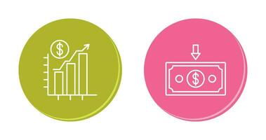 gráfico arriba y dinero abajo icono vector