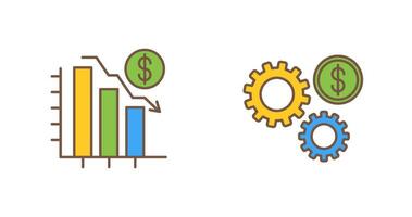 Chart Down and Settings Icon vector