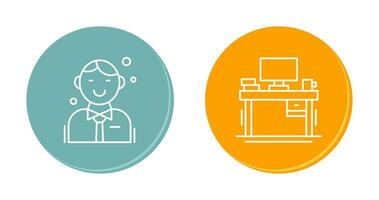 Employee and Desk Icon vector