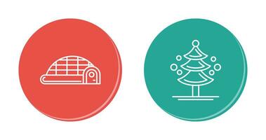 Igloo and Pine Tree Icon vector