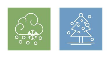 Snow Fall and Christmas Tree Icon vector