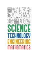 STEM - Science, Technology, Engineering and Mathematics vector concept outline vertical modern banner