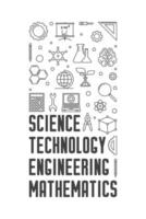 STEM concept line vertical minimal banner - vector Education and Science illustration